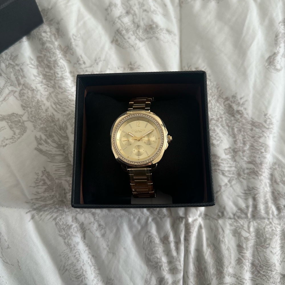 Gold Watch with Brown Strap